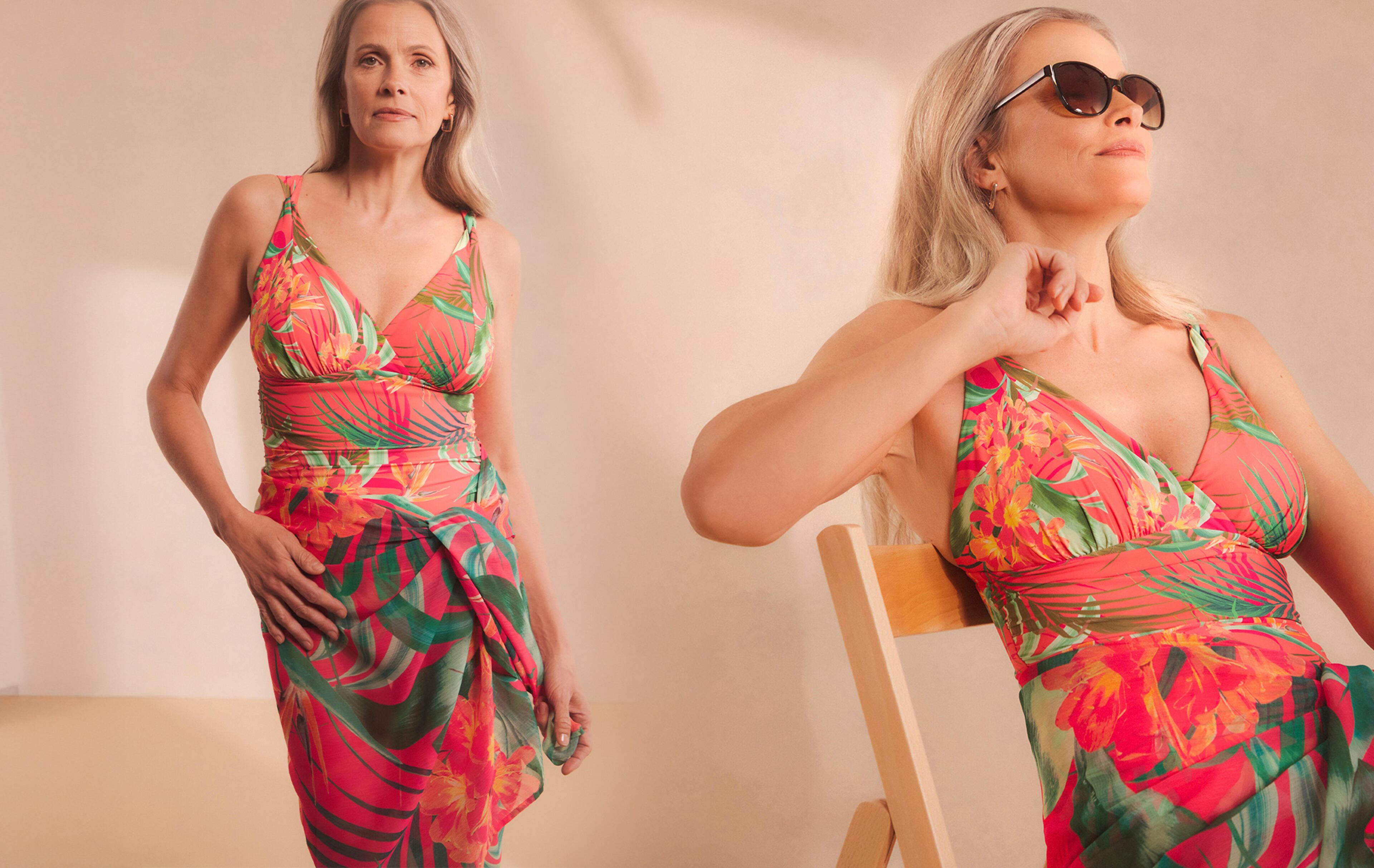 Coral pattern beach wear