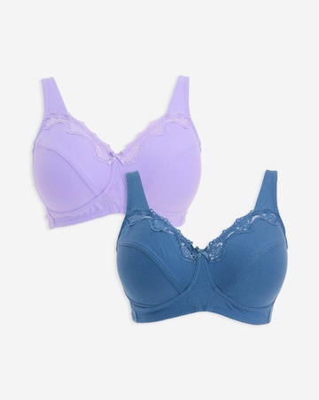 Pretty Secrets 2 Pack Full Cup Non Wired Bras B-G Lavender/Denim