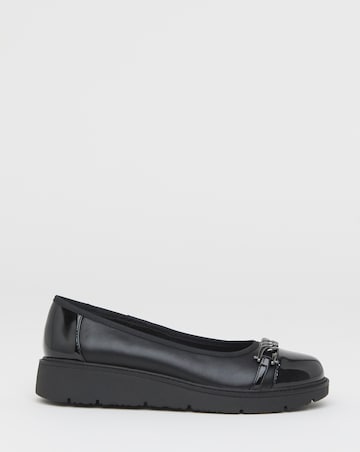 Heavenly Soles Soliel Low Wedge Ballerinas With Snaffle Trim - Wide Fit (E)