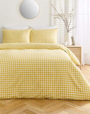 Gingham Cotton Blend Reversible Duvet Cover Set