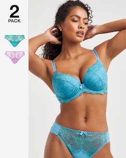 Pretty Secrets (2 Pack) Ella Lace Midi High Leg Briefs