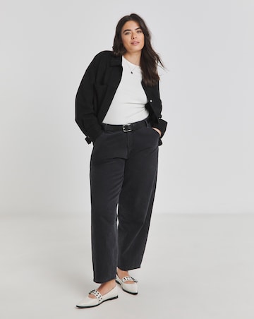 Simply Be Black Suedette Cropped Shacket
