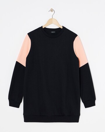 Black and Peach Colourblock Sweatshirt