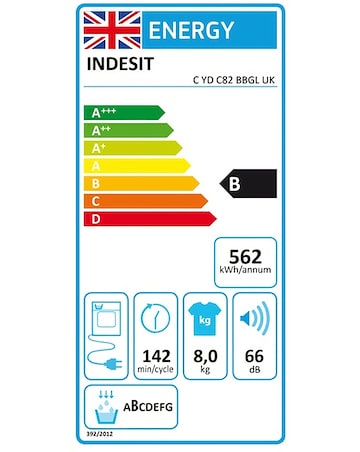 Indesit C YD C82 BBGL UK Condenser Tumble Dryer 8kg - Black