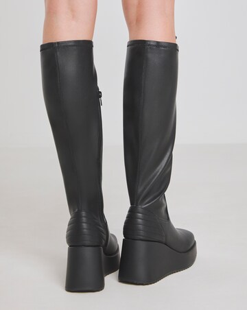 Pax Wedge Knee High Boots Quilting Detail - Wide Fit (E) & Curvy Calf