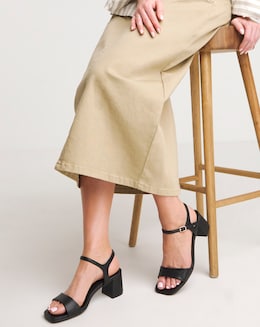 Kylie Barely There Block Heeled Sandals - Wide Fit (E)