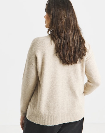 Cosy Yarn Oatmeal Crew Neck Cardigan