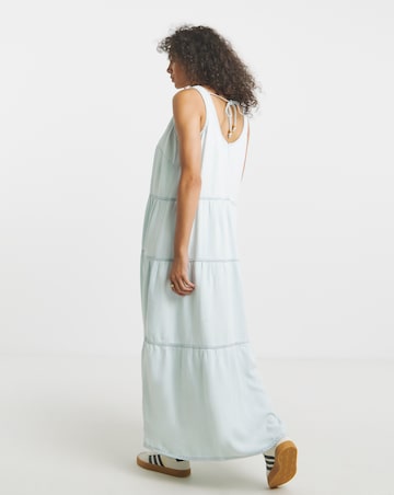 Simply Be Lightweight Denim Light Wash Smock Maxi Dress
