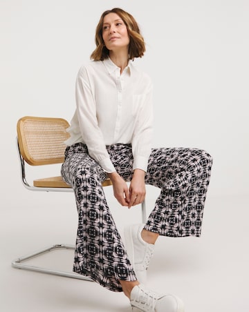 Printed Jersey Wide Leg Trousers