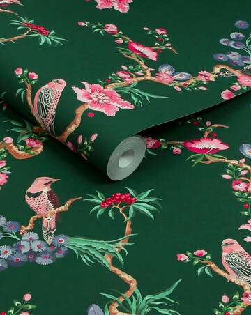 Cath Kidston Birds & Berries Emerald Wallpaper