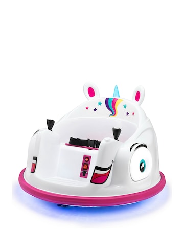 Xootz Kids Electric Unicorn Bumper Car Ride-On - White