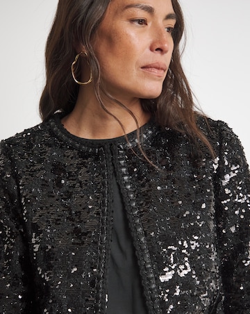 Joanna Hope Cropped Boucle Sequin Jacket
