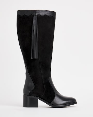 Joe Browns Black Suede Knee High Boot -Extra Wide Fit (EEE) & Standard Calf