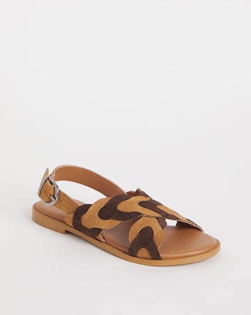 Joe Browns Tan Comfort Suede Plait Sandals- Extra Wide Fit (EEE)