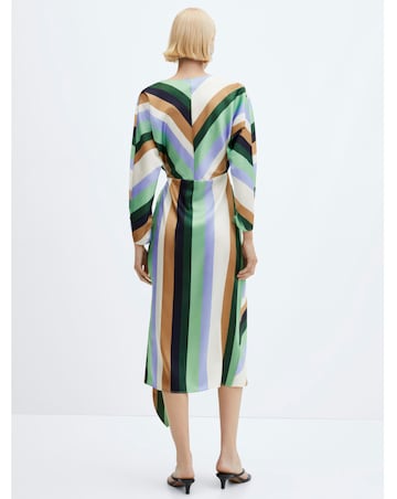 Mango Wrap Front Multi Stripe Verdi Dress