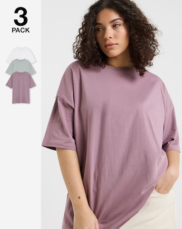 White, Sage & Rose 3 Pack Pure Cotton Boyfriend T-Shirts