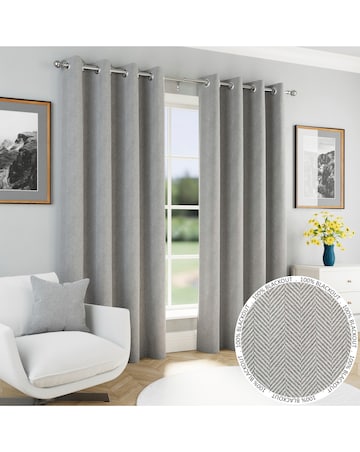 Chester Herringbone Thermal Blackout Eyelet Curtains