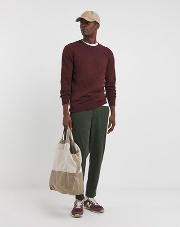 Burgundy Cotton Crew Neck Jumper