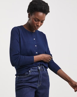 Eversoft Navy Crew Neck Cardigan