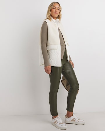Dark Olive PU Leather Look Legging with Stretch