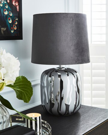 Joanna Hope Zebra Print Glass Table Lamp
