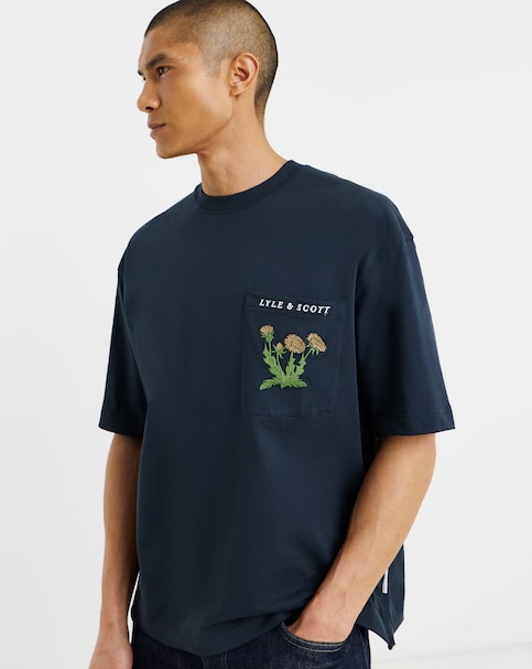 Lyle & Scott Floral Embroidery T-Shirt - Dark Navy