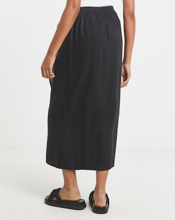 Simply Be Black Linen Wrap Midaxi Skirt