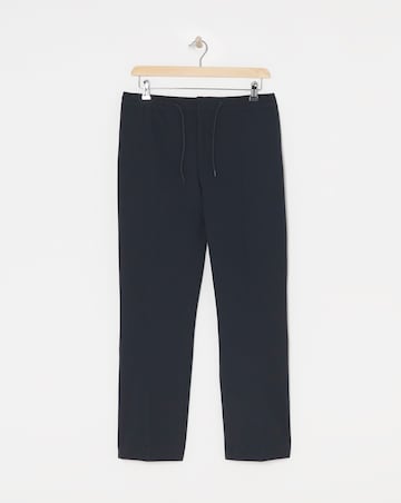 Navy Textured Smart Jogger Waistband Trouser
