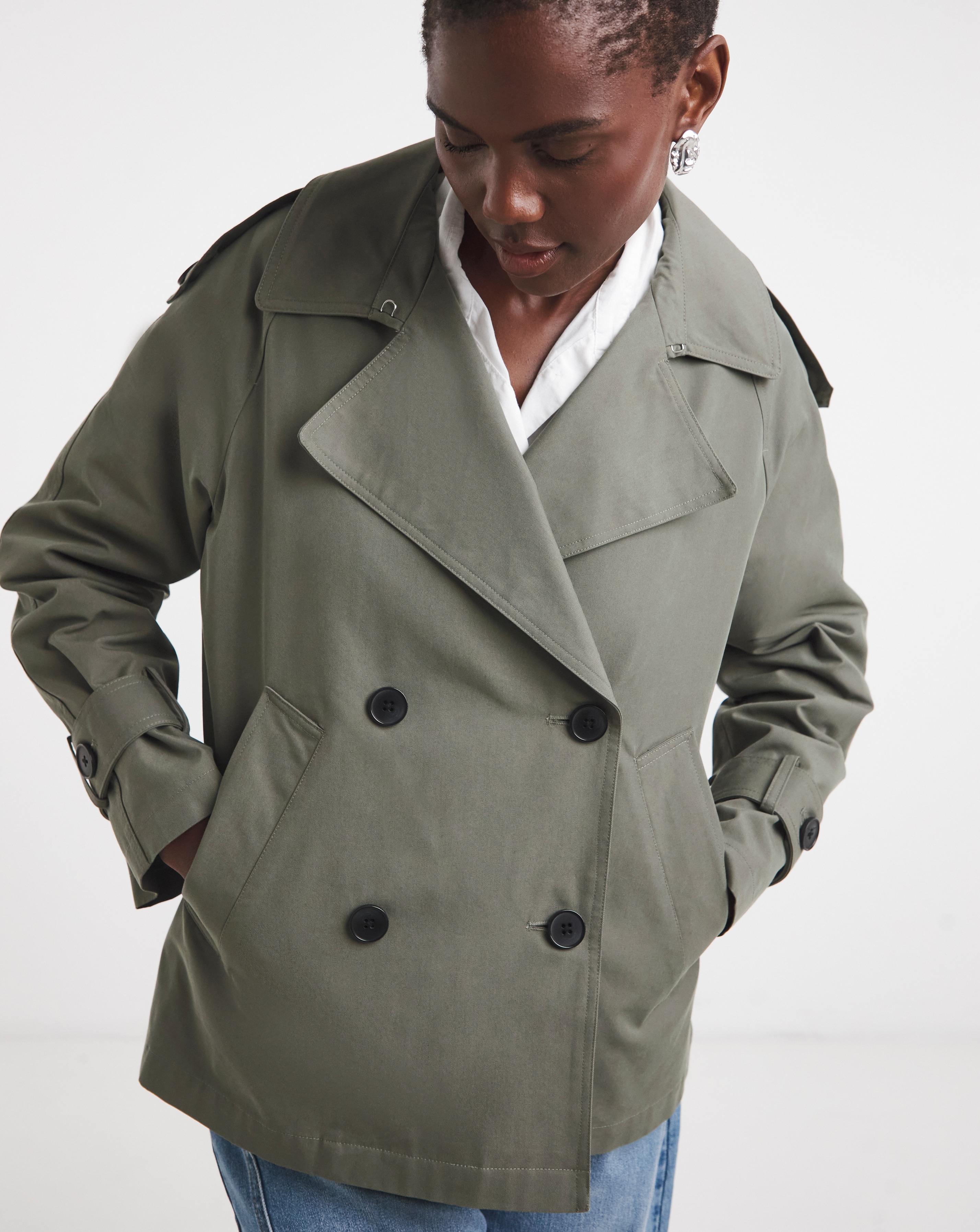 Anthology Khaki Short Trench Coat | Ambrose Wilson
