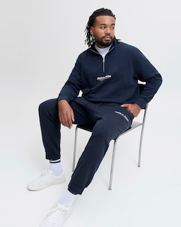 Jack &amp; Jones Versterbro Logo 1/4 Zip Sweat &amp; Jogger - Navy