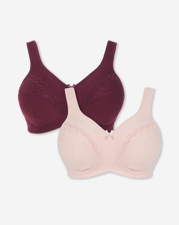 Pretty Secrets (2 Pack) Sally Minimiser Non Wired Bras (D-J) Cherry/Stone