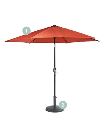 VonHaus Burnt Orange 2.7m Steel Garden Parasol with 12kg Base