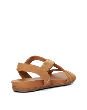 Dune Landies Tan Strappy Sandals - Wide Fit (E)