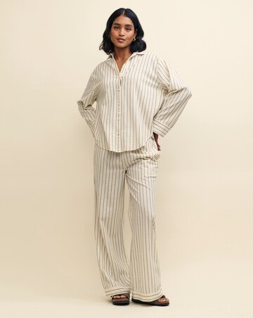 Nobody's Child Cream Pinstripe Oversized Shirt