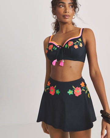 Figleaves Embroidered Bikini Skirt With Built In Brief