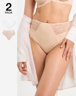 Pretty Secrets (2 Pack) New Ella Full Knickers Blush/White