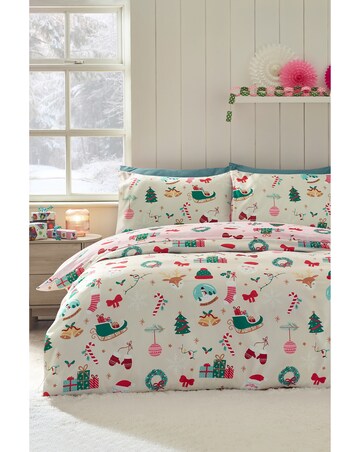 Catherine Lansfield Christmas Happy Holidays So Soft Reversible Duvet Cover Set