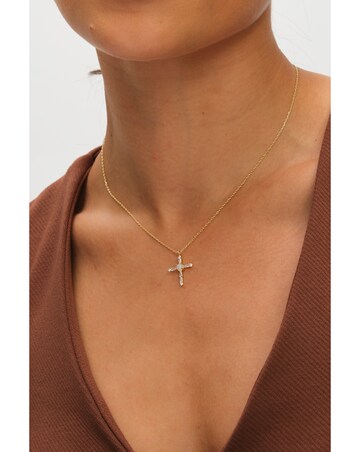 Inicio 14K Gold Plated Cubic Zirconia and Opal Cross Set - Gift Box