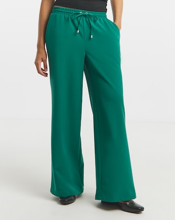 Forest Green Drawcord Waist Relaxed Wide Leg Trousers