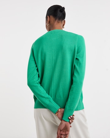 Green Crew Neck Cardigan