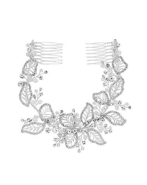 Jon Richard Pave Leaf Double Hair Comb