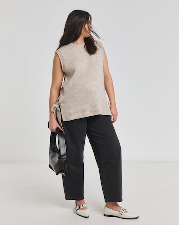 Simply Be Oatmeal Tie Side Knitted Vest