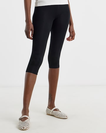 Black Cropped Jersey Leggings