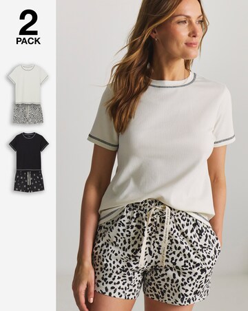 Pretty Secrets (2 Pack) Ribbed Pyjama Shortie Sets