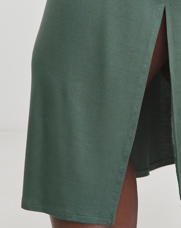 Simply Be Khaki Viscose Elastane Midi T-Shirt Dress