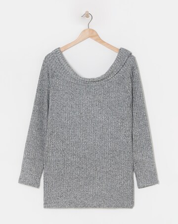 Simply Be Grey Marl Rib Bardot Top