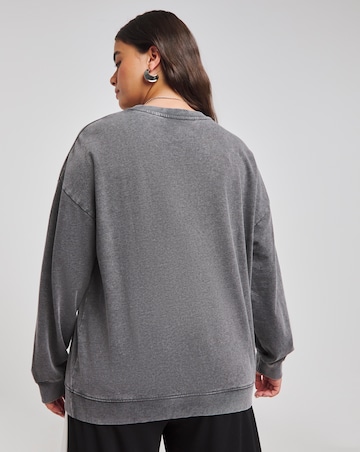 Acid Wash Star Gazer Hot Fix Slogan Sweatshirt