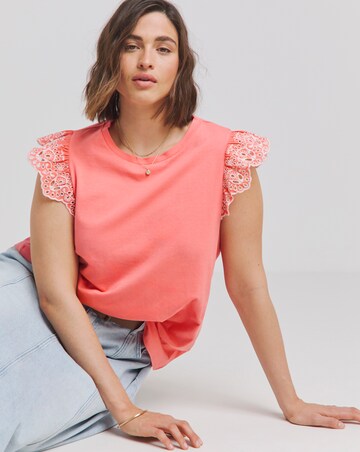 Simply Be Coral Broderie Sleeve Vest