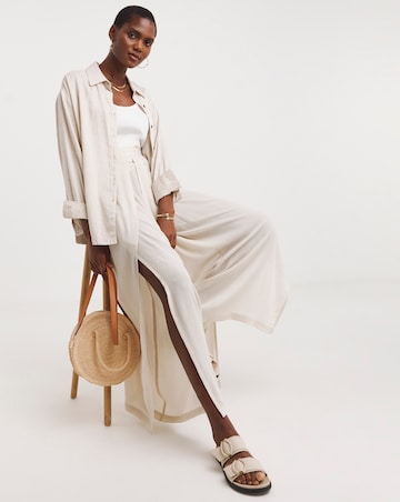 Cool Stone Crinkle Wide Leg Wrap Trousers