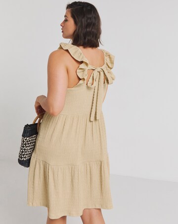 Simpy Be Textured Jersey Tiered Smock Dress With Frill Strap